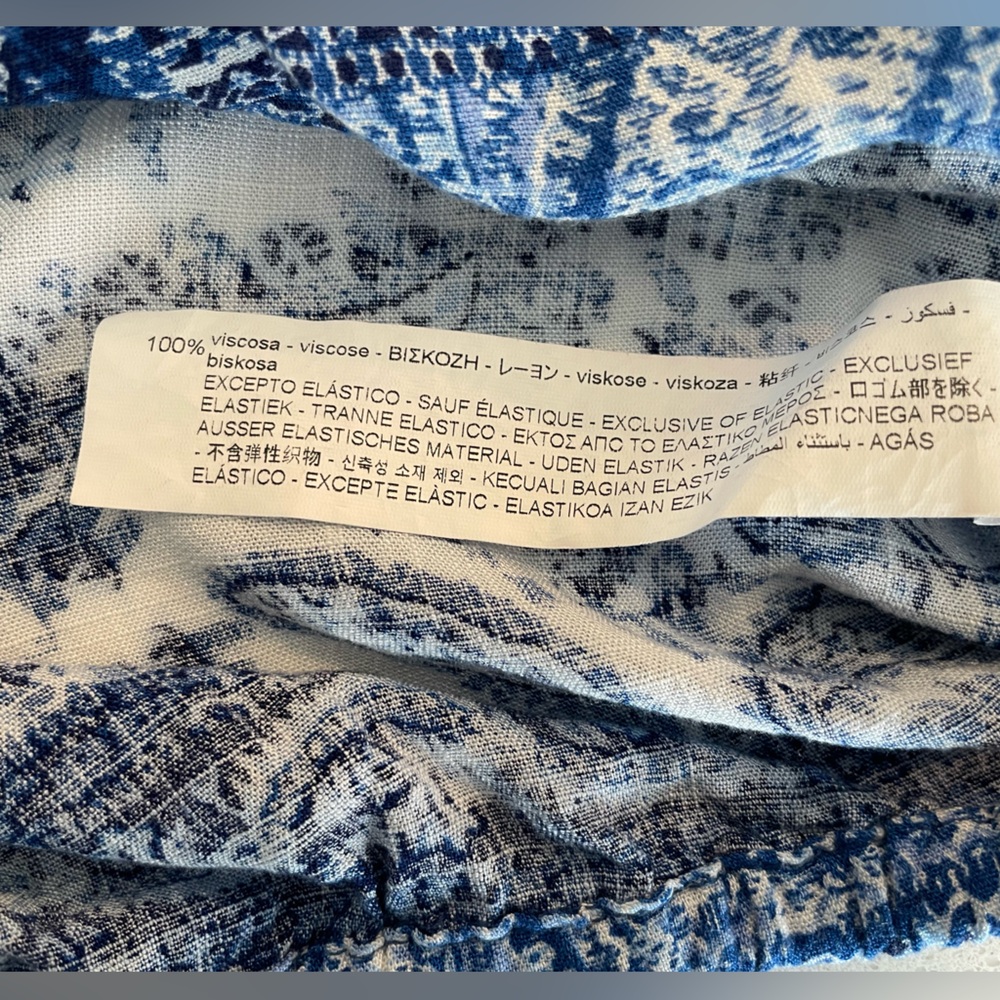 Never Worn! Zara Blue & White Long Sleeve Paisley Print Faux Wrap Crop Top - Picture 15 of 15